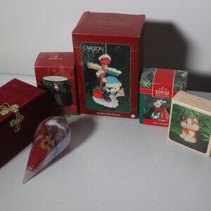 Lot 5 Christmas Ornaments Mooy Cow Pier 1 Li Bien 2003 Angel Hallmark Kitten